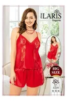 Büyük Beden Kırmızı Saten Şortlu Gecelik Takımı Miss Laris 4218 Kırmızı