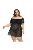 Büyük Beden Transparan Madonna Yaka Gecelik MissisX 3015 Siyah görsel 5