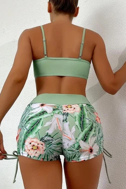 Angelsin Büzgü Ayarlı Baskılı Bikini Takımı Angelsin MS 4388 Yeşil - Alternatif Görünüm