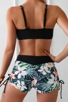 Büzgü Ayarlı Baskılı Bikini Takımı Angelsin MS4388 Siyah Siyah detay görünüm