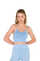 Büzgülü Örme Dikişsiz Crop Büstiyer FormActive 2000 Mavi görsel 5