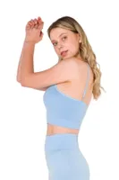 Büzgülü Örme Dikişsiz Crop Büstiyer FormActive 2000 Mavi görsel 6