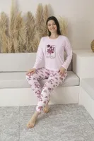 Çiçek Desenli Uzun Kollu Viskon Kadın Pijama Takımı Pembe Estiva 25113 Pembe görsel 4