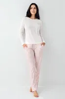 Çiçek Desenli Yuvarlak Yaka Uzun Kollu Kadın Pijama Takımı Pierre Cardin PC9085-S Beyaz detay görünüm
