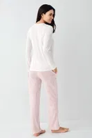 Çiçek Desenli Yuvarlak Yaka Uzun Kollu Kadın Pijama Takımı Pierre Cardin PC9085-S Beyaz görsel 4