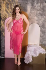 İzabel Çift Yırtmaçlı Uzun Büyük Beden Gecelik Takımı İzabel 5006