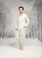 Çıtçıtlı Cepli Yuvarlak Yaka Uzun Kollu Erkek Pijama Takım Doreanse 26K4593