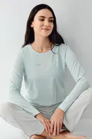 Çizgili Cepli Uzun Kollu Kadın Pijama Takımı Pierre Cardin PC9050-S Yeşil