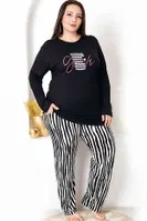 Çizgili Uzun Kollu Büyük Beden Cepli Pijama Takımı Lady 11398 Siyah detay görünüm