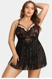 missisX Dantel Dekolteli Büyük Beden Gecelik Tanga Takım missisX 3068