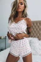 Dantel İşlemeli Kalpli Şortlu Pijama Takım Beyaz Merry See MS 3243 Beyaz