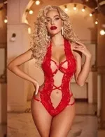 Derin Dekolteli Dantelli Fantazi Body Venlisa 2906 görsel 4