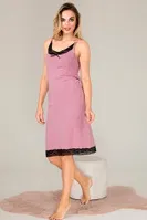 Dantelli İnce Askılı Midi Lila Viskon Kadın Tunik Gecelik  Lady 5510 Lila detay görünüm