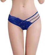 Transparan Dantelli Şerit Detaylı Fantazi String Külot Venlisa 6200 Mavi