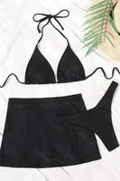 Deniz Etekli 3 Lü Bikini Takım (Çıkartilabilir Kaplı) Angelsin MS 4392 Siyah farklı açı