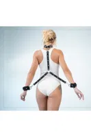 Deri Fantezi Esaret Kelepçesi Harness MissisX 8022 Siyah detay görünüm