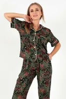 Desenli Kısa Kollu Kadın Pijama Takım DoReMi 002-000093 Yeşil
