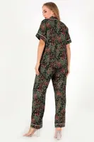 Desenli Kısa Kollu Kadın Pijama Takım DoReMi 002-000093 Yeşil farklı açı