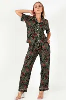 Desenli Kısa Kollu Kadın Pijama Takım DoReMi 002-000093 Yeşil görsel 6
