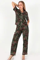Desenli Kısa Kollu Kadın Pijama Takım DoReMi 002-000093 Yeşil görsel 7