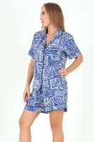 Desenli Kısa Kollu Kadın Şortlu Pijama Takım DoReMi 002-000096 Mavi görsel 6