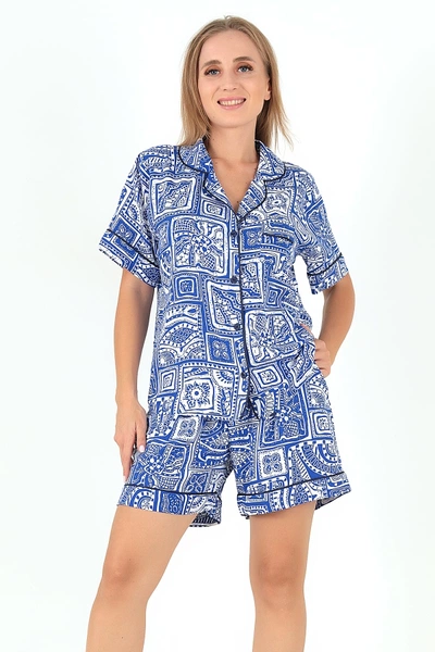 Desenli Kısa Kollu Kadın Şortlu Pijama Takım DoReMi 002-000096