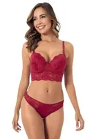 Destekli Bralet Dantelli Sütyen Takım Godewo 2090 Bordo detay görünüm
