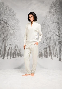 Doreanse Dik Yaka Fermuarlı Kadın T-Shirt Pantolon Takım Doreanse 26K4097