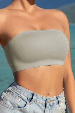 Merry See Dikişsiz Çıkarılabılır Pedli Lazer Kesim Iz Yapmaz Kaydırmaz Şeffaf Silikonlu Sütyen Merry See AN 2003 - Gri