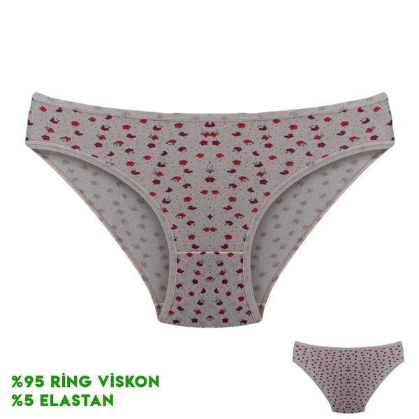 12'li Desenli Viscon Kadın Bikini Külot 12'li Dondeza 164-1