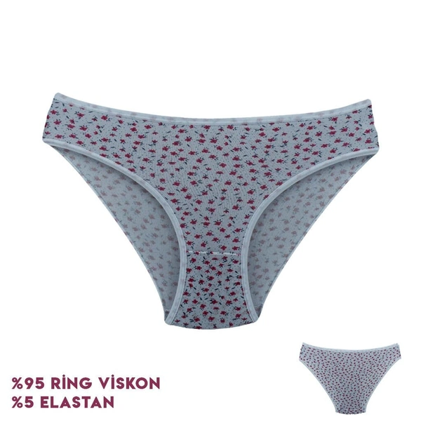 Desenli Viscon Kadın Bikini Külot 12'li Dondeza 164-3