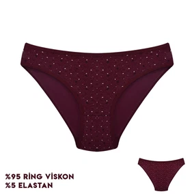 Dondeza Bordo Desenli Viscon Kadın Bikini Külot 12'li Dondeza 164-5