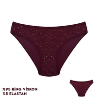 Dondeza Bordo Desenli Viscon Kadın Bikini Külot 12'li Dondeza 164-5