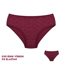 Dondeza Bordo Desenli Viscon 12'li Kadın Bikini Külot Dondeza 264-10
