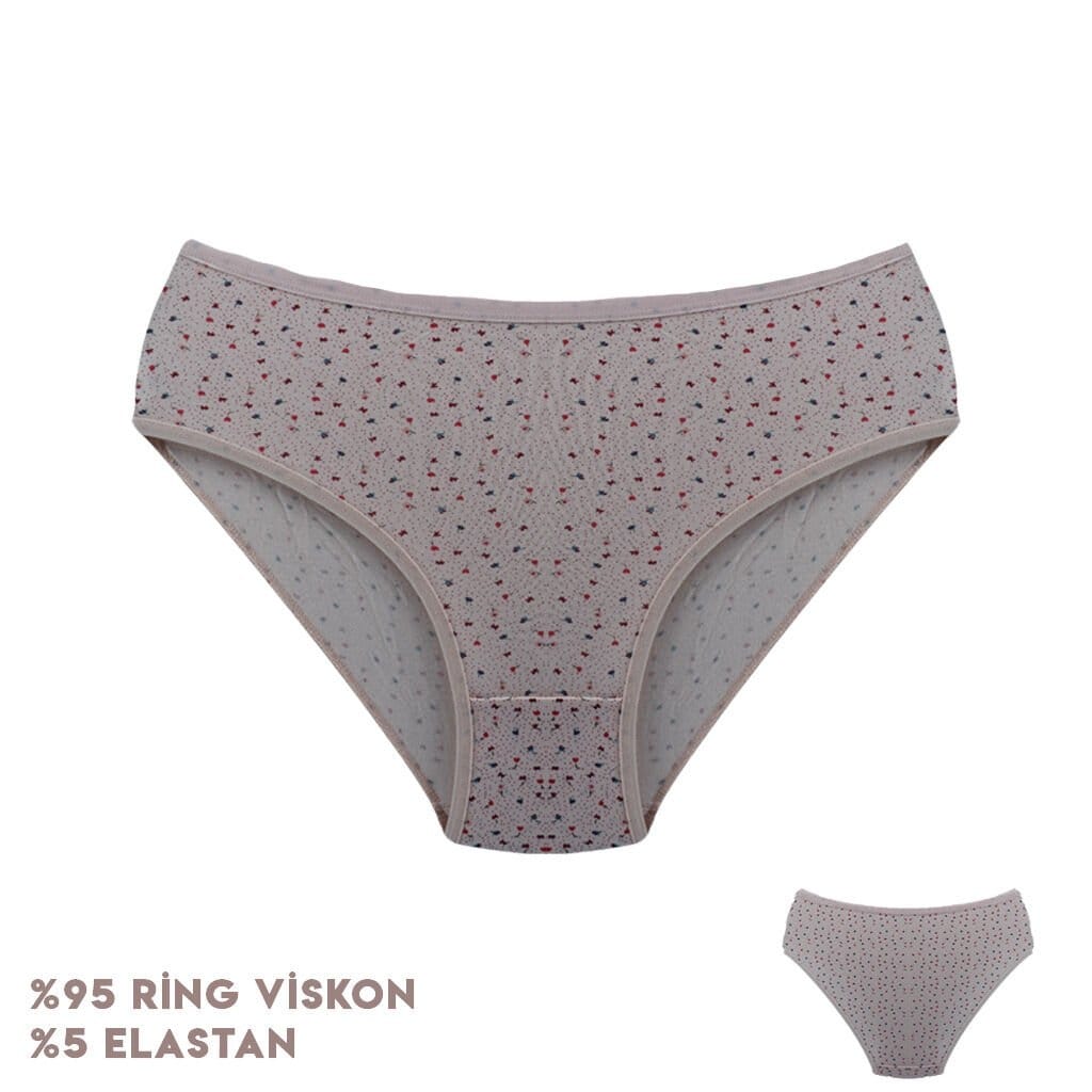12'li Desenli Viscon Kadın Bikini Külot Dondeza 264-5