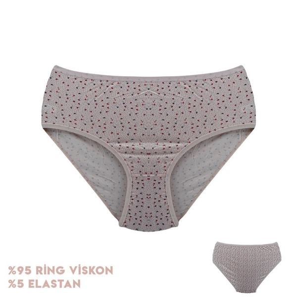 12'li Desenli Viscon Kadın Bikini Külot Dondeza 364-3