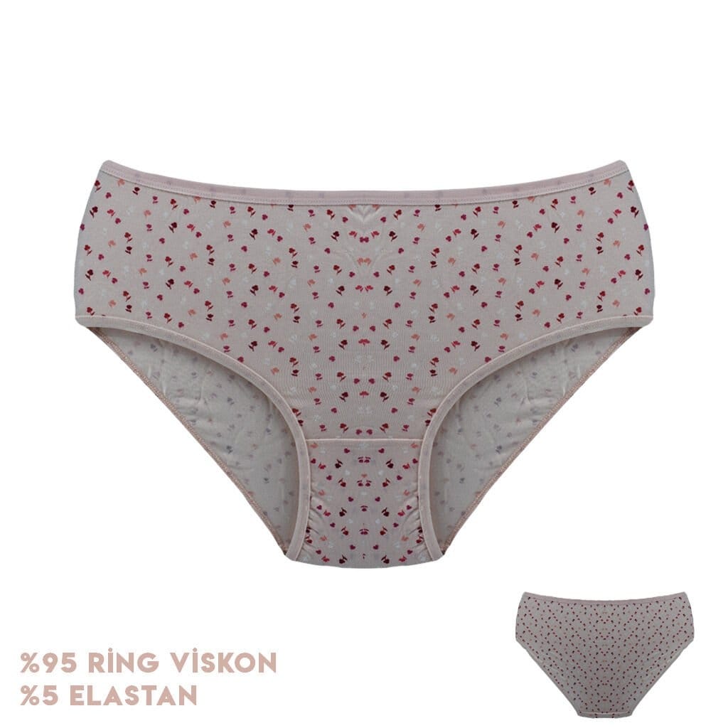 12'li Desenli Viscon Kadın Bikini Külot Dondeza 364-4