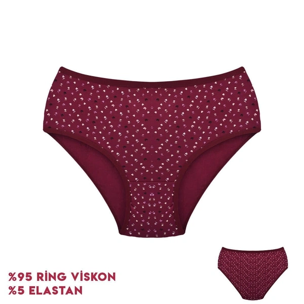 Desenli Viscon Bordo Bayan Bikini 12'li Dondeza 364-5