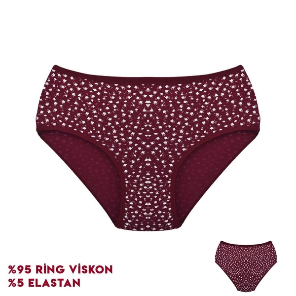 Bordo Viscon Desenli Kadın Bikini 12'li Dondeza 364-6