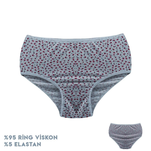 İnce Çiçek Desenli Viscon Kadın Bikini Külot 12'li Dondeza 664-5