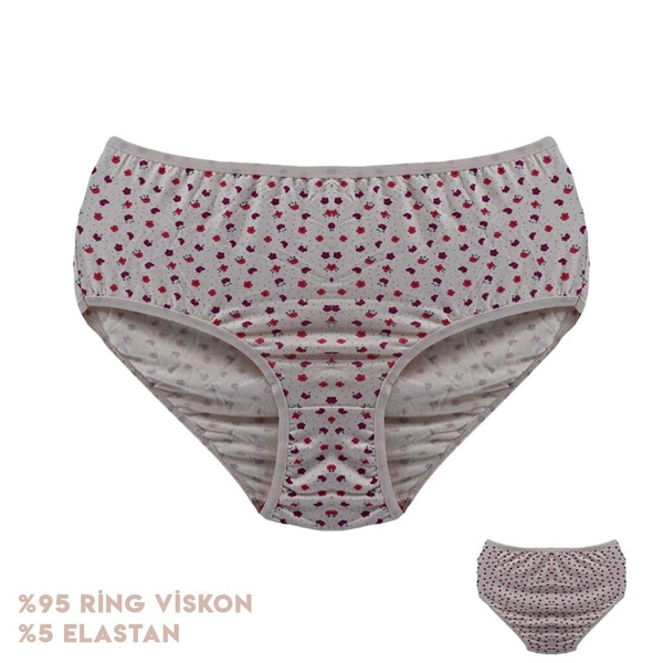 Desenli Viscon Kadın Bikini Külot 12'li Dondeza 664-9