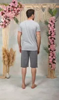 Doreanse Erkek Gri Düğme Yaka Şort T-Shirt Pijama Takımı 25Y4567 Gri detay görünüm