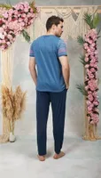 Doreanse Erkek Lacivert Bisiklet Yaka Baskılı T-Shirt Pijama Takımı 25Y4562 detay görünüm