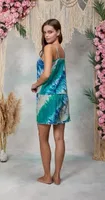 Doreanse Kadın Mavi Batik Desenli Askılı T-Shirt Şort Pijama Takımı 25Y4069 detay görünüm