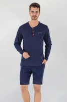3lü Erkek Soft Doğal Pamuk Pijama Takımı DoReMi 002-000009 Lacivert detay görünüm