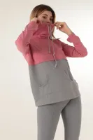 Spor Bayan Dik Yaka Sweat Doremi 002-000740 Gri-Pembe görsel 4