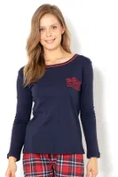 Yuvarlak Yaka Uzun Kollu Kadın Pijama Üstü Doremi 002-000783 Lacivert