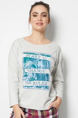 DOREMI Önü Yazılı Uzun Kollu Pijama Üstü Doremi 002-000854