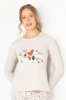 Kuşlu Kadın Pijama Üstü Doremi 002-001024 Bej farklı açı