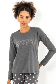 DOREMI Tavşanlı Kalpli Kadın Pijama Üstü Doremi 002-001087